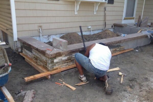 building new masonry step  Long Island