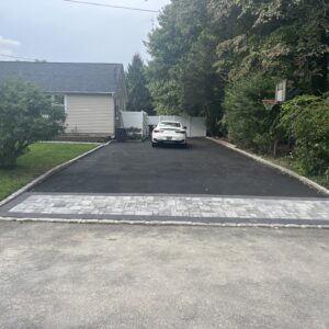 Asphalt Driveway With Paver Paths and Pool Decking
